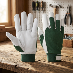 Guantes de Trabajo de Cuero PU Antideslizantes JNA GROUP, Blancos y Verdes, con Puño Elástico, Uso General, 11 oz, 10 Pulgadas, Absorben la Humedad - Product Image 2