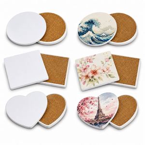 Custom Sublimation <b>Ceramic</b> <b>Coaster</b> Round Cork Back Heat Transfer Drink <b>Coaster</b> for Coffee Mug Bar Home Promotion Gift - Product Image 1