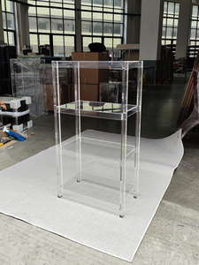 Étagère de rangement multi-niveaux en acrylique au design français moderne pour salle de bain, toilettes, douche et balcon - Étagère de présentation au sol - Product Image 5