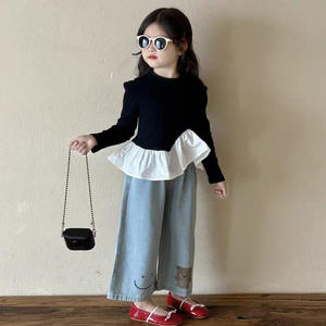 Vêtements pour filles, <span class=keywords><strong>collection</strong></span> automne 2026, hauts à volants élégants, t-shirts en tissu synthétique mélangé pour filles - Product Image 4