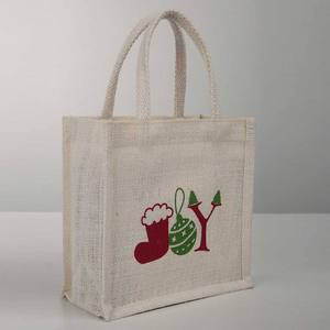 Petit sac en jute avec poignées ondulées, idéal pour les fêtes de Noël, les anniversaires et le transport de cadeaux - Prix comparatif - Product Image 1