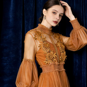 Vestido de Encaje Elegante en Línea A, Personalizable, Color Lavanda, Malla Transpirable, Diseño Calado, Ecológico, Casual, Cuello en V, Media Manga, para Mujer, 2026 - Product Image 4