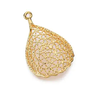 Leaf bead holder DIY jewelry accessories spot brass-plated real gold bracelet sweater chain hollow leaf small pendants