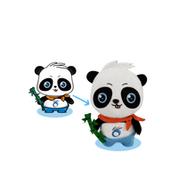 Poupée Panda en peluche douce avec foulard rouge et bambou, jouet sur mesure, animal en peluche, souvenir, cadeau pour enfant, fille et garçon