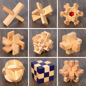 Ensemble de casse-têtes intellectuels en bois de hêtre Kongming Lock Luban Lock pour enfants de 8 à 12 ans, blocs de construction, 6 pièces - Product Image 5