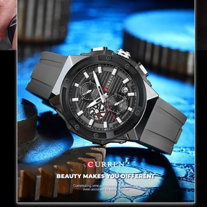 Relojes de pulsera clásicos para hombre CURREN 8462, relojes de cuarzo informales de negocios con correa de silicona, manecillas luminosas y esfera con cronógrafo. - Product Image 5