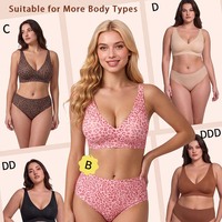 Soutien-gorge sans armatures imprimé léopard tendance OEM/ODM avec bretelles réglables, confortable, sans coutures, push-up, grande taille, bralette pour femme