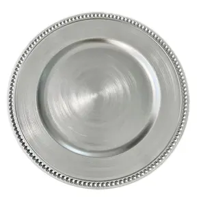 Центральные части посуды, декоративные пластиковые тарелки на платформе для свадьбы, серебряные тарелки, зарядные устройства для обеденных тарелок