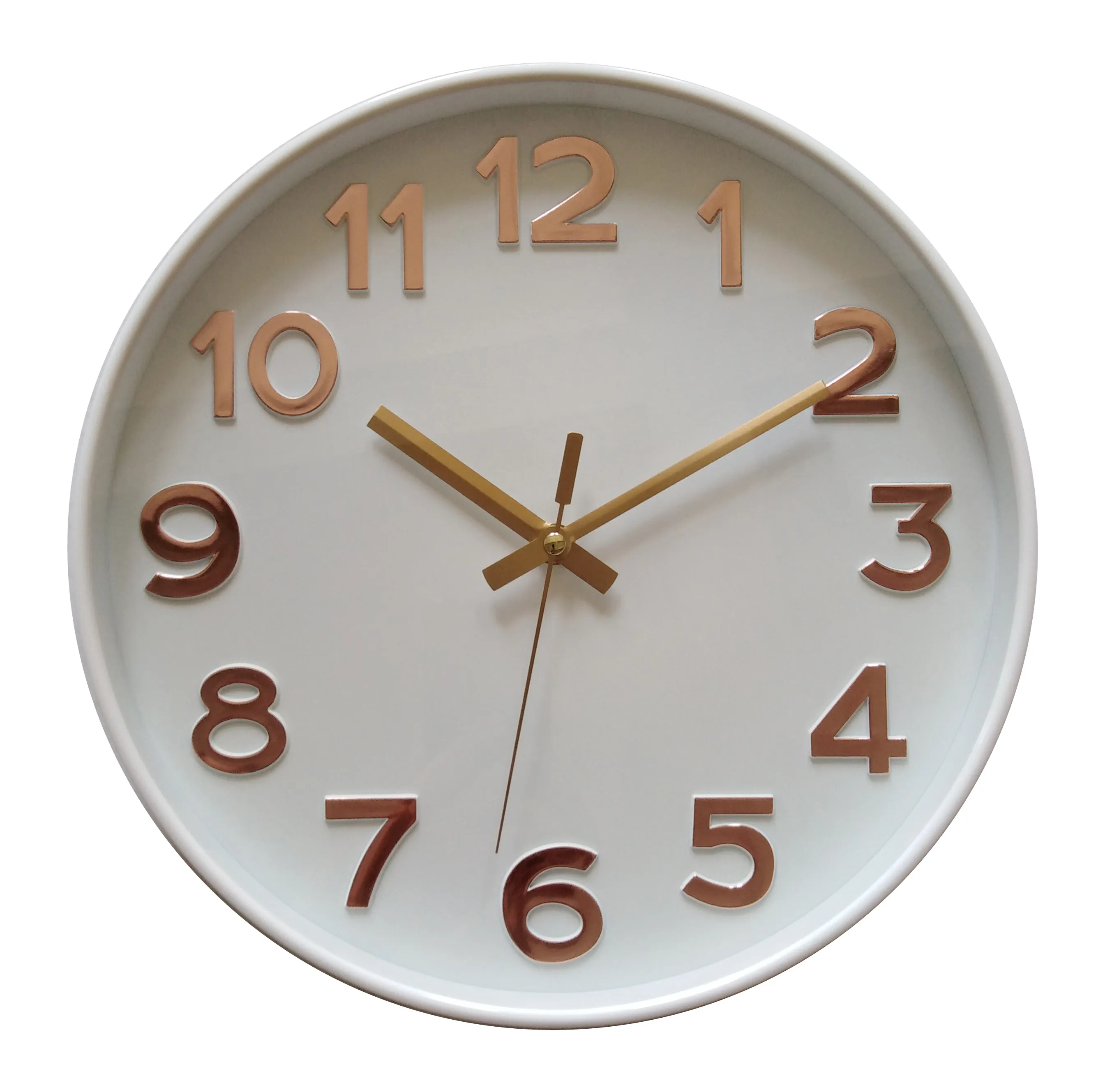 12 inch modern home decorative gold 3D fine numbers plastic wall clock