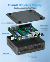Mini PC Industrial sin Ventilador Intel Pentium Silver J5005, DDR4 32GB RAM, M.2 NVMe, mSATA, SATA, 2xCOM, 2xLAN, Compatible con Win10/11 Linux