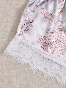 Summer Pyjamas Floral <strong>Lace</strong> Trim <strong>Cami</strong> <strong>Top</strong> and Shorts Hot Silk Satin Pajamas Loungewear Women Sets - Product Image 6