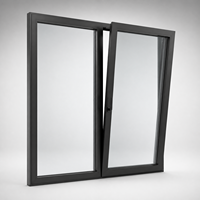 Fenêtres à battants modernes à double vitrage en verre trempé, cadre en alliage d'aluminium, isolation thermique en acier inoxydable pour maison, patio, véranda