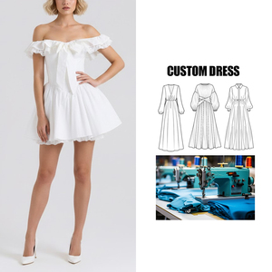 Vestido Mini de Verano Estilo Francés, Elegante, con Hombros Descubiertos, Manga Voladora, Lazo de Encaje, Cintura Ajustada, Estilo Princesa, OEM ODM - Product Image 1