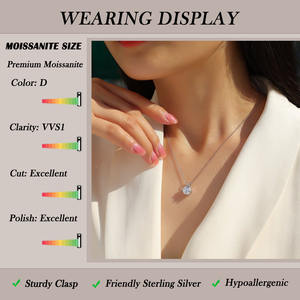 1/2 Karaat Moissanite Hanger Ketting 925 Sterling Zilver Met Zes Prong Setting Klassieke Sieraden Dames Cadeau - Product Image 6