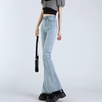 ZZH XZ2728 Celana jeans wanita berpinggang tinggi model lurus, modis dan serbaguna untuk gaya kasual.