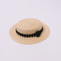 Topi Jerami Anak-anak Berbahan Jerami Alami dengan Hiasan Renda, Model Datar, Gaya Inggris untuk Anak Perempuan, Pelindung dari Sinar Matahari Musim Panas, Produk Terbaru