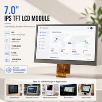 7,0 Zoll Maßgefertigtes IPS TFT LCD Display-Modul 1024x600 Auflösung LVDS-Schnittstelle Industrieller LCD-Bildschirm für HMI Smart-Geräte