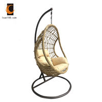 Nouvelle conception de chaise suspendue d'intérieur avec support, chaise suspendue en rotin, chaise suspendue en forme d'œuf, hamac en rotin