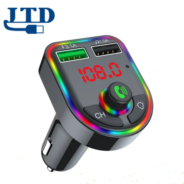 2021 new product Blue tooth FM Transmitter for Car Wireless Bluetooth FM Audio Adapter Music Player Car Kit with LED Backlit