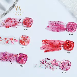 Hot Pink Berry Color UV Gel Polish Sweet Heart Flake Glitter Gel UV Soak Off Nails fornitore del salone di bellezza con il prezzo di fabbrica basso