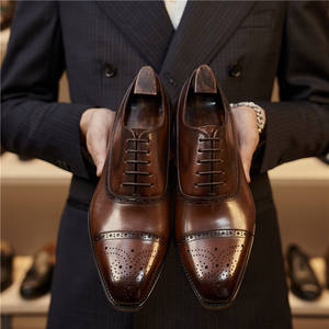 Zapatos Oxford de cuero clásicos formales de negocios con cordones, resistentes al desgaste, para vestir. - Product Image 3