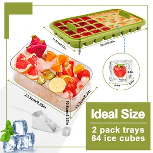 Silicone Plastic Refrigerator Ice Cube Tray Box Stackable Ice Cube Tray With Lid And Bin Ice Cube Tray Silicone Storage Box