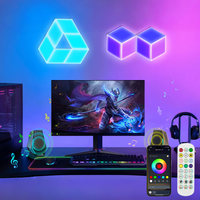 Lampe murale LED moderne en ABS en forme de diamant RGB+IC unique 2026 avec synchronisation musicale et contrôle par application pour jeux et décorations intérieures