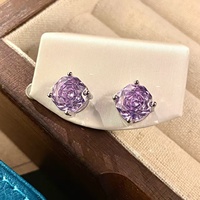 Ensemble collier et boucles d'oreilles en cuivre écologique avec pendentif octogonal en forme de rose et diamants colorés, best-seller d'usine, idéal pour offrir