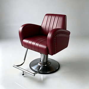 Fauteuil de Barbier en Cuir Synthétique Vert, Chaise de Salon Hydraulique Pivotante à 360 Degrés et Inclinable pour Salon de Coiffure - Product Image 5