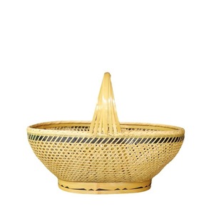 Handmade Woven <b>Bamboo</b> Fruit Basket Large Round Kitchen Food <b>Container</b> Single Tier - Product Image 5