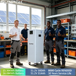 แบตเตอรี่โซลาร์ SUNPOK 5 10 รับประกัน 51.2V 314Ah LiFePO4 ระบบกักเก็บพลังงานภายในบ้าน 16kWh แบตเตอรี่ลิเธียมไอรอน 15kW - Product Image 1