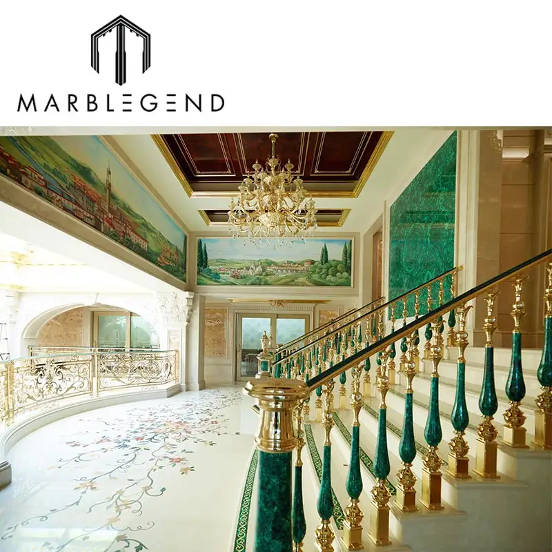 Custom Design Luxe Villa Malachietgroen Edele Stenen Balustrade Reling