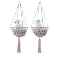 Meilleure vente transfrontalière : Lit pour chat tressé à la main avec pompons, hamac d'été style bohème pour chats, respirant et chaud
