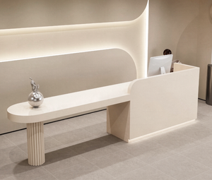 Mostrador de Barra de Estilo Crema, Mostrador de Caja para Salón de Belleza y Spa, Isla de Cocina para Hotel y Oficina, Mostrador de Recepción - Product Image 4
