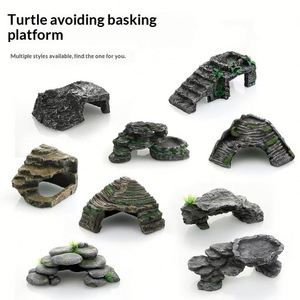 Plateforme de basking pour reptiles, tortues, araignées, hamsters, lézards, geckos, serpents, avec cachette décorative de style dessin animé pour la reposée et l'alimentation - Product Image 3