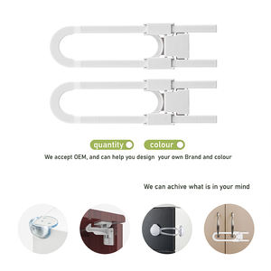 2 pièces <span class=keywords><strong>bloc</strong></span> de <span class=keywords><strong>porte</strong></span> pour placard, serrures coulissantes réglables en forme de U pour bébé, serrure d'armoire de sécurité pour bébé - Product Image 2