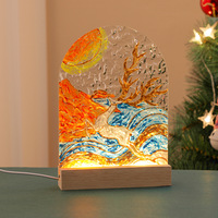 Lampe en acrylique DIY faite à la main, base en bois personnalisée, design de fleur 3D en forme de tulipe, source de lumière LED pour la décoration d'ambiance de table