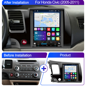 Lehx 8 core cho Tesla phong cách Android 12 Auto Carplay 4 gam đối với honda civic 2005 2006-2011 đài phát thanh xe đa phương tiện Máy nghe nhạc <span class=keywords><strong>GPS</strong></span> <span class=keywords><strong>navigation</strong></span> - Product Image 5