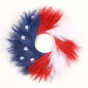 Handmade Artificial pampas grass wreath for American National Day Decoration wreath home decoration