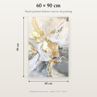 Toile abstraite peinte à la main sur mesure, art mural, peinture à l'huile moderne dorée et grise, décoration de salon, 60x90cm, sans cadre