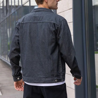 Veste en jean vintage noire pour homme, style motard, streetwear, hip-hop, coupe slim, décontractée, manteau en jean, vêtement d'extérieur