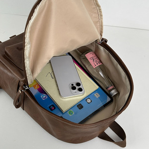 PU Leather New Retro Waterproof Student School <b>Backpack</b> High-capacity Waterproof <b>Backpack</b> for Female High <b>College</b> Students - Product Image 5