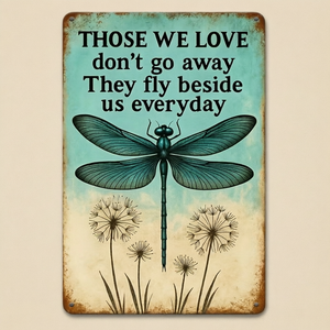 Inspirante Targa in Metallo a Forma di Libellula con Scritta 'Coloro che Amiamo', Arte Murale Commemorativa per Soggiorno <span class=keywords><strong>e</strong></span> Camera da Letto, Idea Regalo - Product Image 1