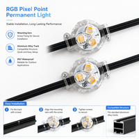 Lumières LED ponctuelles modernes DC12V 30mm RGB à pixels adressables, étanches IP68 pour extérieur, UCS2904, pour avant-toits, toits et façades