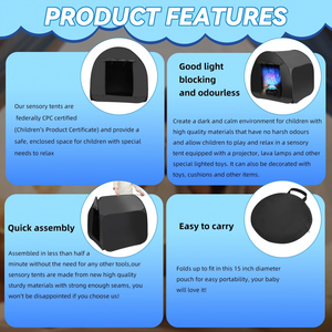 儿童感官帐篷 47.2 * 47.2 * 47.2 英寸 儿童平静角帐篷 感官角便携式弹出式遮光游戏帐篷 - Product Image 6