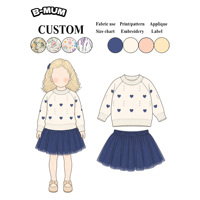 Ensemble assorti pour filles : Pull en tricot crème à motif cœur et jupe tutu en tulle rouge, pull à manches longues et col rond, jupe douce pour la Saint-Valentin