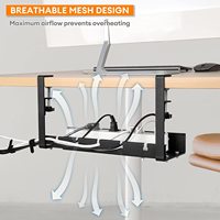 Pas de perceuse sous le bureau plateau de gestion des câbles 21.7 "pince rétractable organisateur de cordon monté pour la gestion des fils