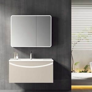 Mueble de Baño Suspendido de 1000 mm con Lavabo de Cerámica Integrado, Lavamanos Moderno - Product Image 1