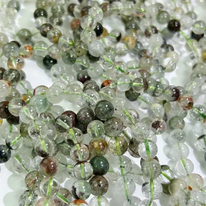 Wholesale Fashion Jewelry Natural Crystal Good Flash 8 Mm Round Beads Green Garden Quartz Bracelet For Presents Decoration