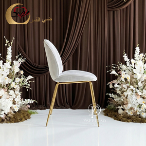 Silla de Hotel Moderna de Terciopelo Blanco, Respaldo Sólido, Patas Doradas Cónicas, Muebles Comerciales para Interiores - Product Image 4
